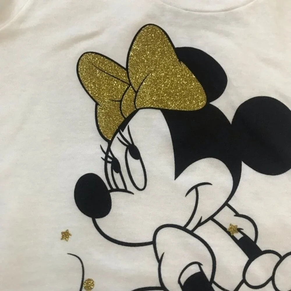 Disney kids cream short sleeve glitter Mini top size L disney mouse mickey